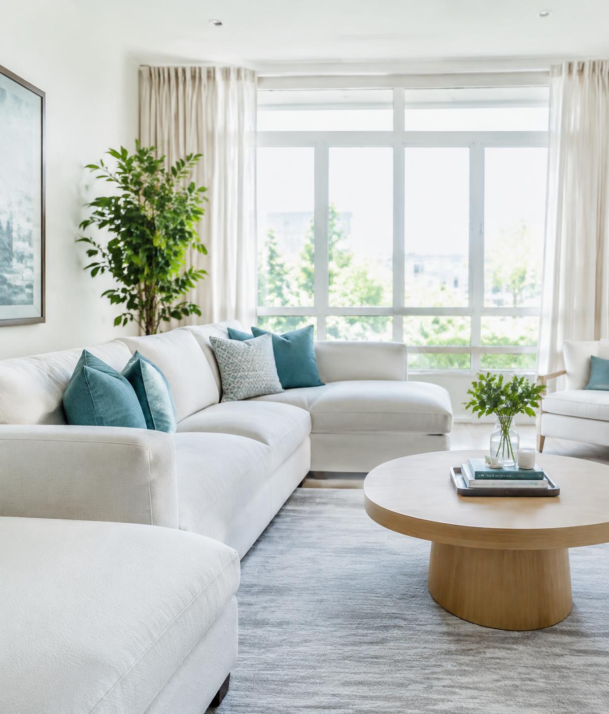Bright, spotless modern living room